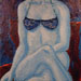 Texas painter artist Ken Arthur - Half Dressed Figure #2 - Mixed media on Board