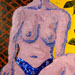 Texas painter artist Ken Arthur - Half Dressed Figure #6 - Mixed media on Board