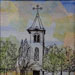 Texas painter artist Ken Arthur - Church Near Snyder Texas - Mixed Media on Paper