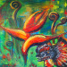 Texas painter artist Ken Arthur - Heliconia and Spitter Acrylic on Canvas Painting