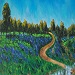 Texas painter artist Ken Arthur Weed's Field Llano, Texas Painting Oil on Board 