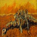 Texas painter artist Ken Arthur - End of Dinosaurs, Acrylic on ampersand board